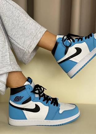 Nike air jordan 1 blue женские кроссовки найк аир джордан