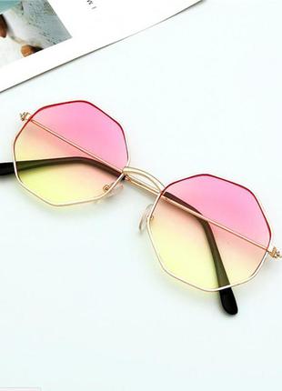 Имиджевые очки круглые желтые с розовым2 фото