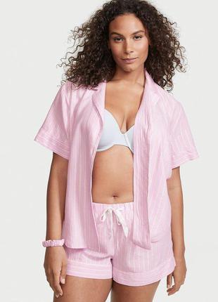 Фланелевая пижама рубашка и шорты р.xs victoria's secret flannel short pj set