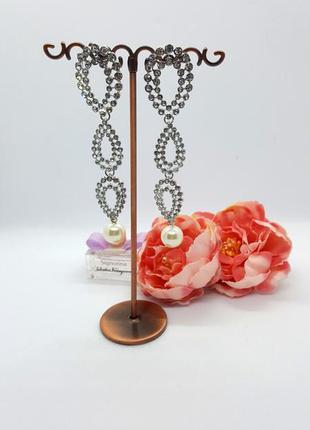 💎😻 нарядні, вечірні довгі сережки з кристалами і перлами liars&lovers з сайту asos10 фото