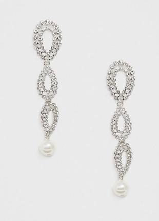 💎😻 нарядні, вечірні довгі сережки з кристалами і перлами liars&lovers з сайту asos1 фото