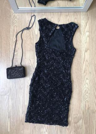 Плаття міні чорне корпоратив новий рік паєтки класне