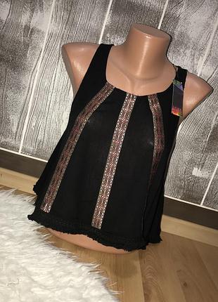 🌿укороченый топ в етно стилі з зав'язками