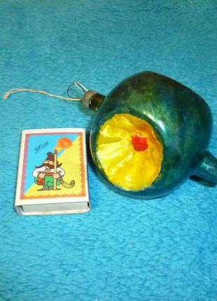 Вінтажна радянська новорічна ялинкова іграшка куля кулька вінтаж срср 60-70гг