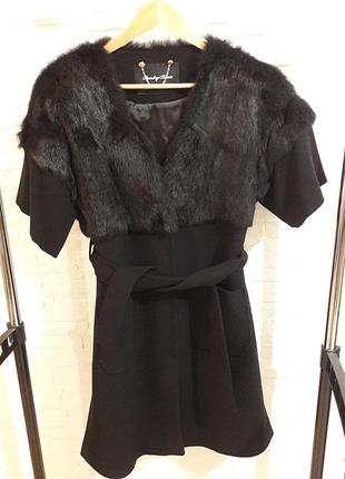 Пальто з хутром punky klan шерсть-кашмір, італія