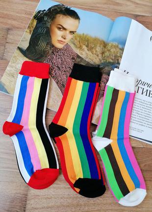 Стильные носки в цветную полоску/полоска/разноцветный/красный