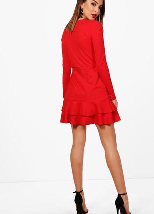 Яркое красное платье boohoo/трендовая модель2 фото