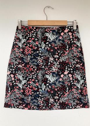 Спідниця з рослинним принтом h&m, 36, s, юбка с растительным принтом в цветы