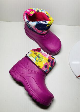 Утеплённые ботинки сноубутсы пенка резиновые сапоги гумачки на девочку мальчика все размеры6 фото