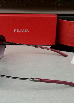Очки в стиле prada стильные мужские солнцезащитные очки темно серый градиент в сером стальном металле3 фото