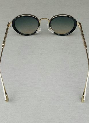 Maybach стильные солнцезащитные очки унисекс сине бежевый градиент в золотом металле5 фото