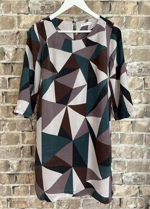 Плаття в асиметричний орнамент, розмір м, шовк100%,🔥