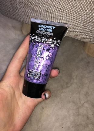 Блёстки на лицо тело chunky glitter unicorn paint glow