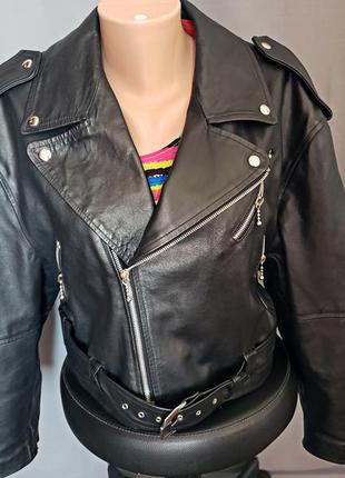 Косуха жіноча куртка байкерська волов'я шкіра leonardo original 100% leather італія2 фото