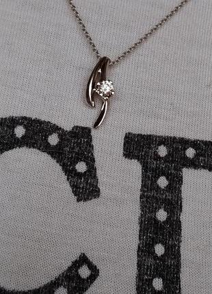 Кулон підвіска з діамантом в білому золоті 585"