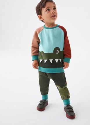 От next оригинальный стильный костюм с начесом для мальчика крокодил4 фото