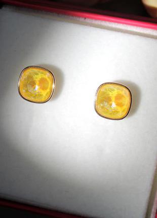 Сонячні сережки xuping з кристалами swarovski 💎 пусети 🌞2 фото