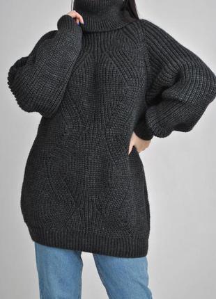 Вільний сірий светр під горло італія розмір від 44 до 52