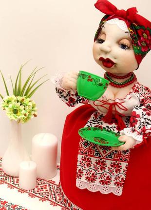 Кукла на чайник - дуняша. грелка для чайника1 фото
