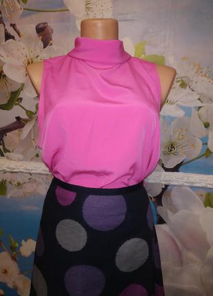 Шелковая блуза монки цвета фуксии 14 р4 фото