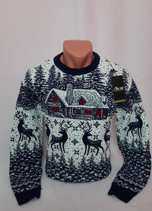 Батал темно-синій новорічний светр4 фото