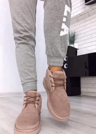 Зимові чоботи уггі ugg neumel pink на овчині8 фото