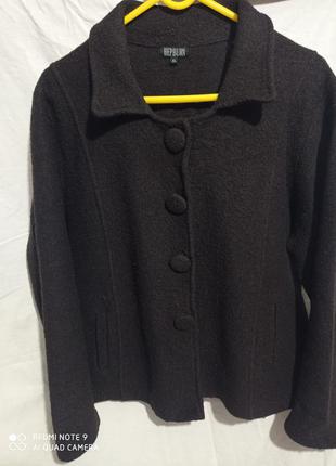 Ро6. шерстяной буклированный тёмно-коричневый женский пиджак блейзер на кнопках hepburn шоколадный ш
