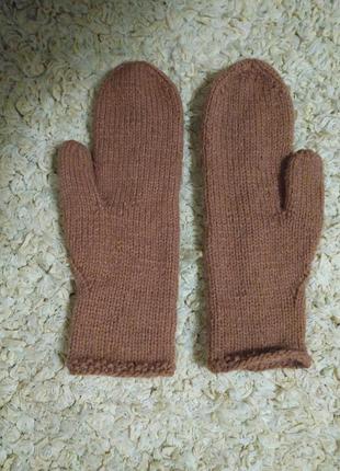 Вязаные рукавицы варежки 2