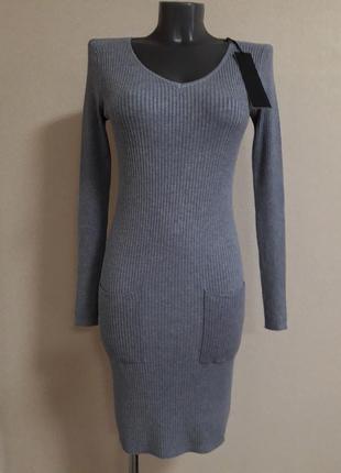 Тепле,базова,стильне,повсякденне,жіночна сукня з кашеміром,в рубчик1 фото