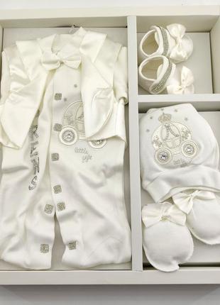 Подарунковий набір костюм 0 до 4 місяців туреччина для новонароджених набір на виписку хрещення1 фото