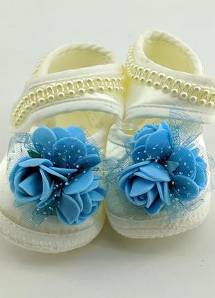 Пинетки босоножки 16.5 размер 10 см длина обувь на новорожденных для девочки турция белые (пид51)