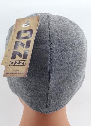 Шапка мужская ozzi 56-60 размер вязаная на флисе теплая мужской головной убор светло серый (шб14)3 фото