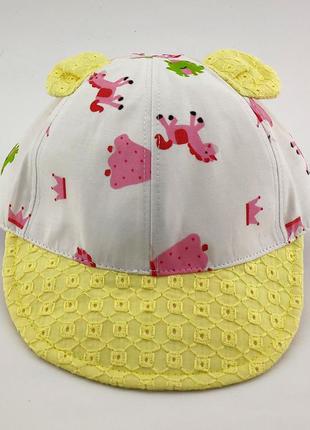 Дитяча кепка з 48 по 52 розмір дитячі кепки тонкі літні з козирком вушками для дівчинки (ршб112)