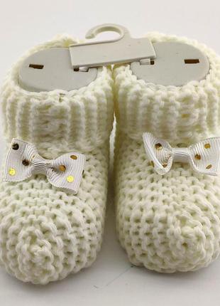 Пинетки для новорожденных 16.5 размер 10 см длина турция обувь для девочки молочные (пид5)