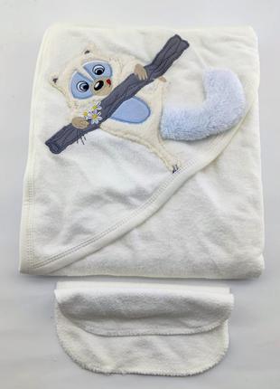 Детское полотенце конверт турция для новорожденного махровое белое (хдн31)