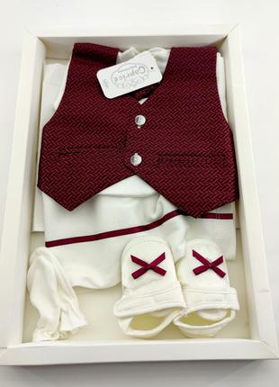 Подарочный набор костюм 0 до 4 месяцев турция для крещение новорожденного1 фото