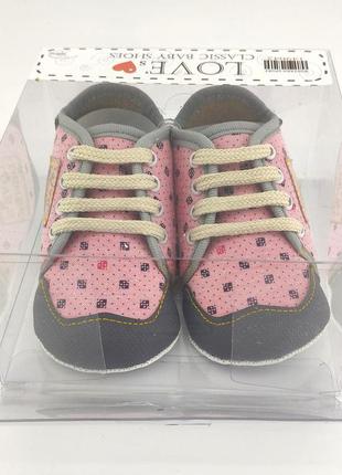 Пинетки кеды 18 и 19 размер 11 и 11.5 см длина обувь на новорожденного турция розовые (пид17)4 фото