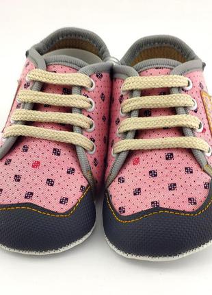 Пинетки кеды 18 и 19 размер 11 и 11.5 см длина обувь на новорожденного турция розовые (пид17)1 фото