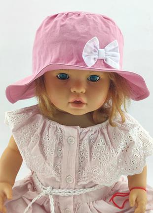 Панама детская 48, 50, 52 размер хлопок для девочки панамка головные уборы розовая (пд151)
