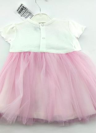 Детское платье турция 6, 9, 12, 18 месяцев для новорожденной девочки нарядное розовое (пдн36)4 фото