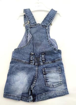 Дитячий комбінезон туреччина 1, 2, 3, 4 роки для дівчинки річний джинсовий синій (плд39)2 фото