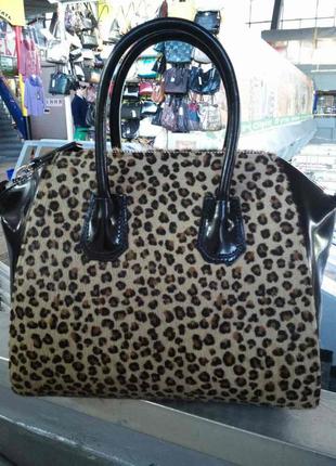 Кожаная женская сумка леопард assa 695б3 фото