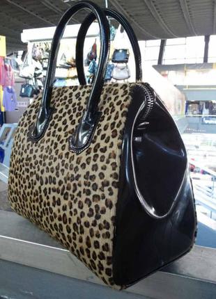 Кожаная женская сумка леопард assa 695б4 фото