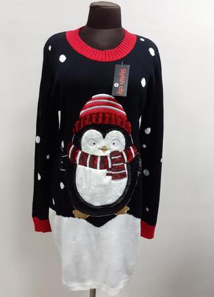 V28 новорічний светр, туніка. з паєтками, з бісером, оригінальний, з сша4 фото