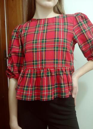 🌲🌟h&m, блуза, топ с баской на 12-13 л. 3