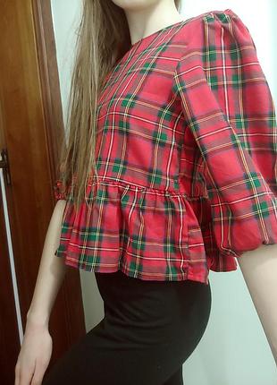 🌲🌟h&m, блуза, топ с баской на 12-13 л. 4