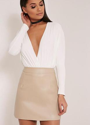 Юбка беж кожзам