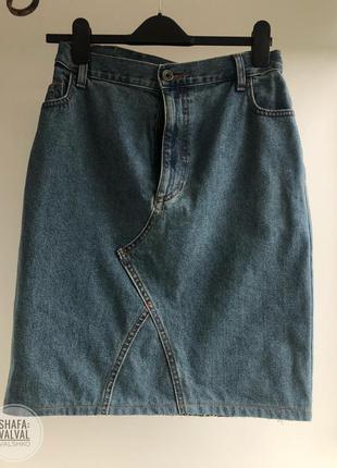 ‼️1+1=3‼️стильна трендова джинсова спідниця-трапеція з необробленим краєм