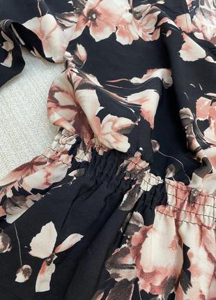 Нарядная блуза в цветы блуза в стиле zara  с резинкой на талии шикарная блузка3 фото