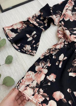 Нарядная блуза в цветы блуза в стиле zara  с резинкой на талии шикарная блузка2 фото